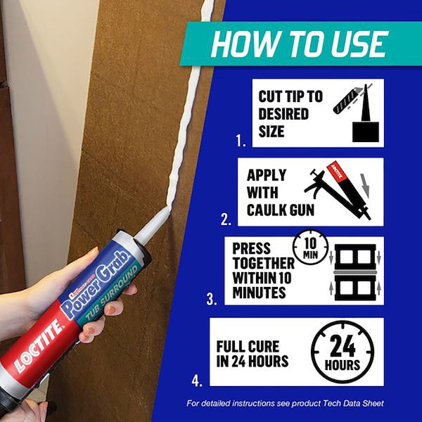 Loctite Loctite Power Grab Tub Surrounds Synthetic Latex Construction Adhesive 10 oz - 2546759