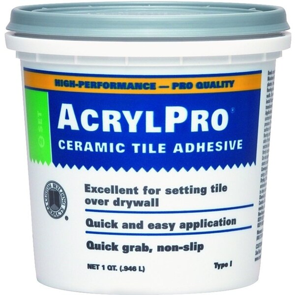 Custom Building Products Ceramic Tile Adhesive, White, 1 qt Pail - ARL4000QT