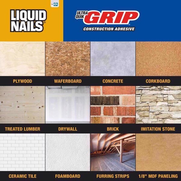 Liquid Nails Liquid Nails Ultra Quick Grip Synthetic Elastomeric Polymer Construction Adhesive 10 oz - LN-990 10
