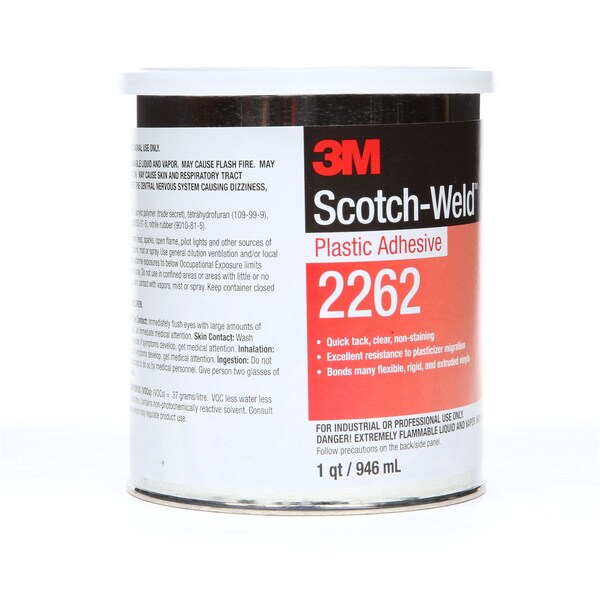 3M Plastic Adhesive, 2262 Series, clear, 1 qt, Can - 2262