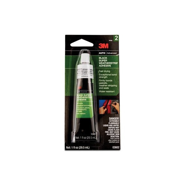 3M 3M Black Super Weatherstrip Adhesive, 03602, 1 oz, Tube - 7010309195