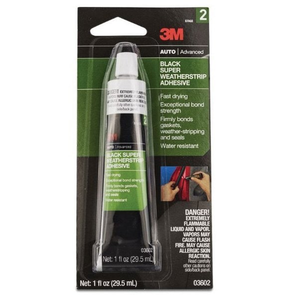 3M 3M Black Super Weatherstrip Adhesive, 03602, 1 oz, Tube - 7010309195