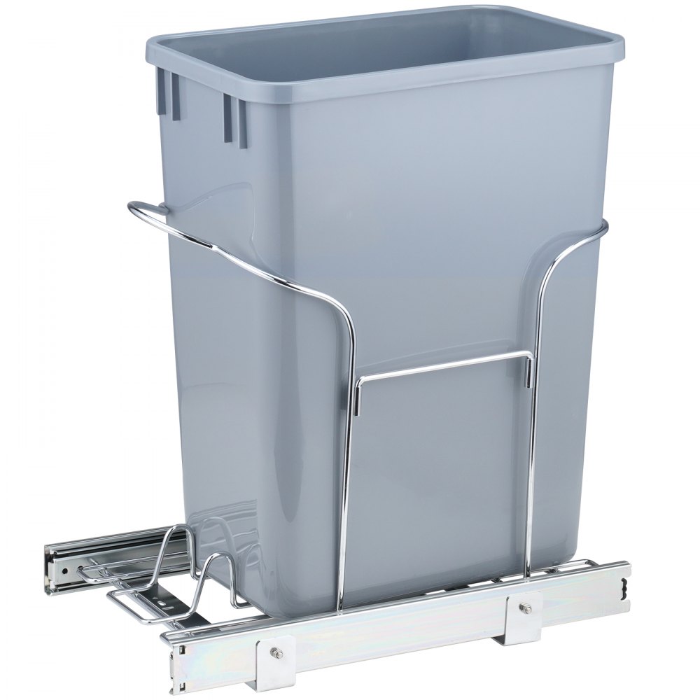 VEVOR Pull-Out Trash Can, 29L Single Bin, Under Mount Kitchen Waste Container with Slide and Handle, 110 lbs Load Capacity Heavy Duty Garbage Recycling Bin for Kitchen Cabinet, Sink, Under Counter - CFLJTDTDTH29LR6ADV0