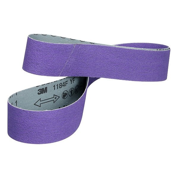 3M Cubitron Sanding Belt, Coated, Ceramic, 80 Grit, Not Applicable, 1184F, Purple - 7100354014