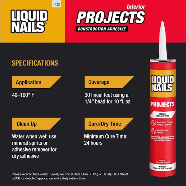Liquid Nails Liquid Nails Interior Projects Acrylic Latex Construction Adhesive 10 oz - 407678