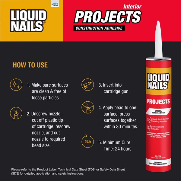 Liquid Nails Liquid Nails Interior Projects Acrylic Latex Construction Adhesive 10 oz - 407678
