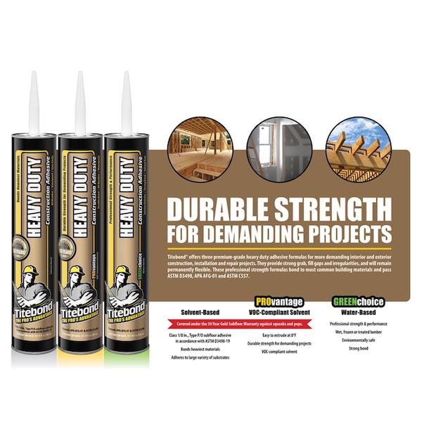 Titebond Construction Adhesive, GREENchoice Heavy Duty Series, Tube - 7471