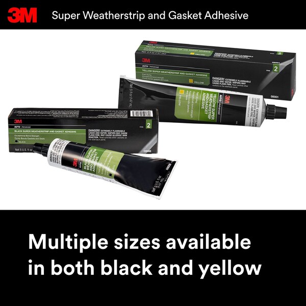 3M Super Weatherstrip and Gasket Adhesive, 08581, 2 fl oz Tube, Black, 12PK - 8581