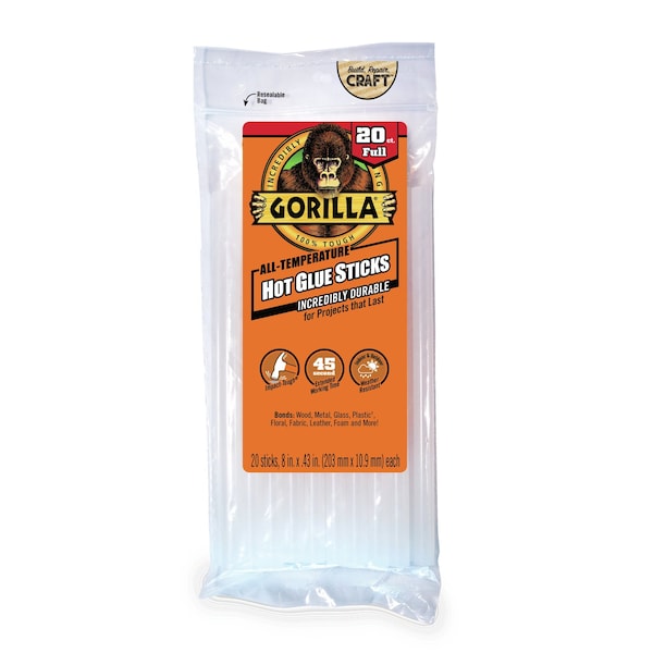 Gorilla Glue Gorilla High Strength Clear Hot Glue Sticks 20 pc - 3032002