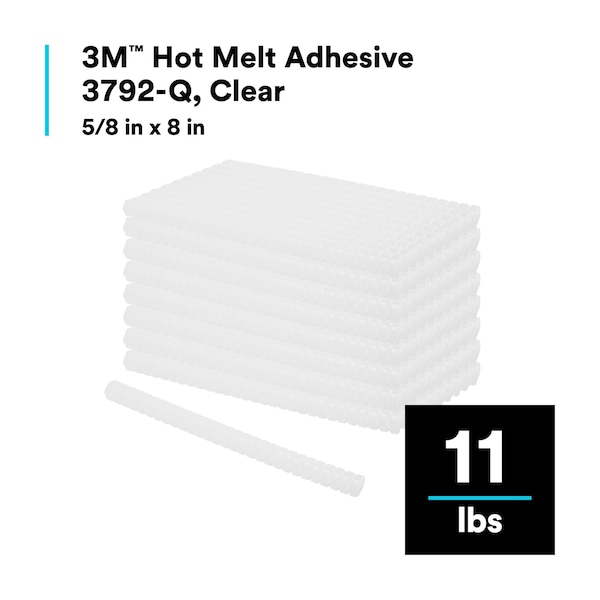 3M Adhesive, Black, 5/8 in Dia, 8 in L, 50 sec Begins to Harden, 154 PK - 3792 Q