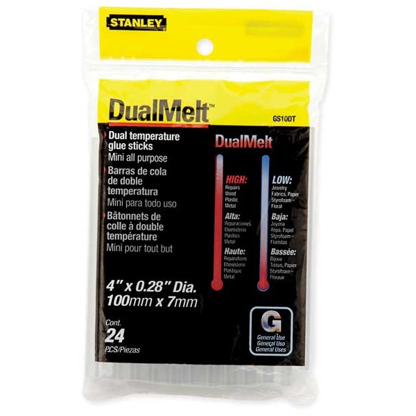 Stanley Wood Glue, Yellow, 1/4 in Dia, 4 in L, Not Specified Begins to Harden, 24 PK - GS10DT