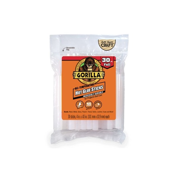 Gorilla Glue Full Hot Glue Sticks, 4 in L, 30 sticks - 3033002