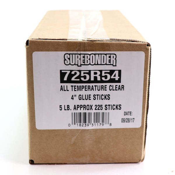 Surebonder All Temperature Glue Sticks, Clearm 4 in, 7/16 in Diameter, 5 lb - 725R54