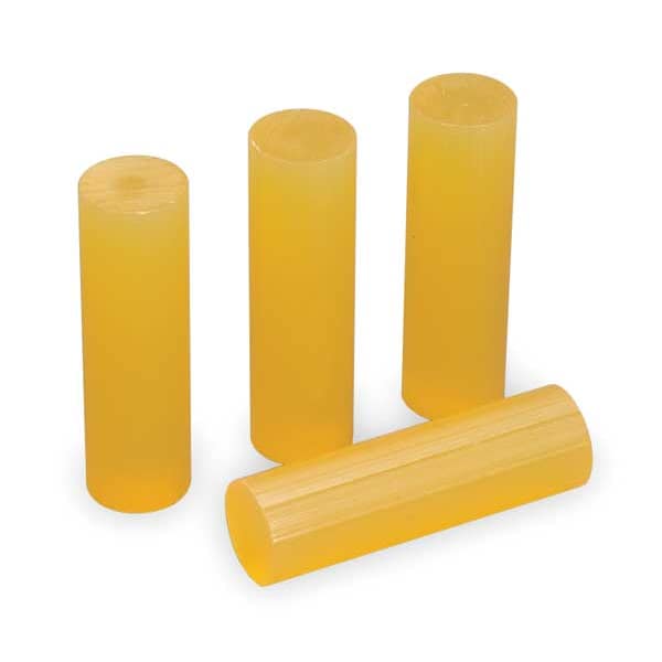 3M Hot Melt Adhesive, Amber, 5/8 in Dia, 2 in L, 50 sec Begins to Harden, 484 PK - 3738