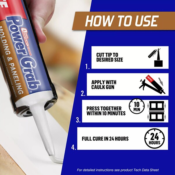 Loctite Power Grab Loctite Power Grab Molding & Paneling Synthetic Latex Drywall Construction Adhesive 9 oz - 2023759