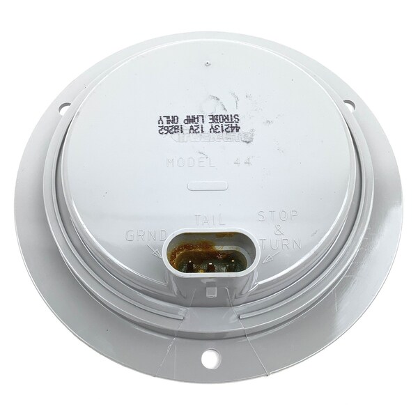 Truck-Lite Super 44, Led, Strobe, 42 Diode, Round Yellow, Gray Flange Mount, Fit 'N Forget S.S., 12V - 44213Y