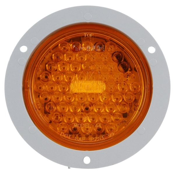 Truck-Lite Super 44, Led, Strobe, 42 Diode, Round Yellow, Gray Flange Mount, Fit 'N Forget S.S., 12V - 44213Y