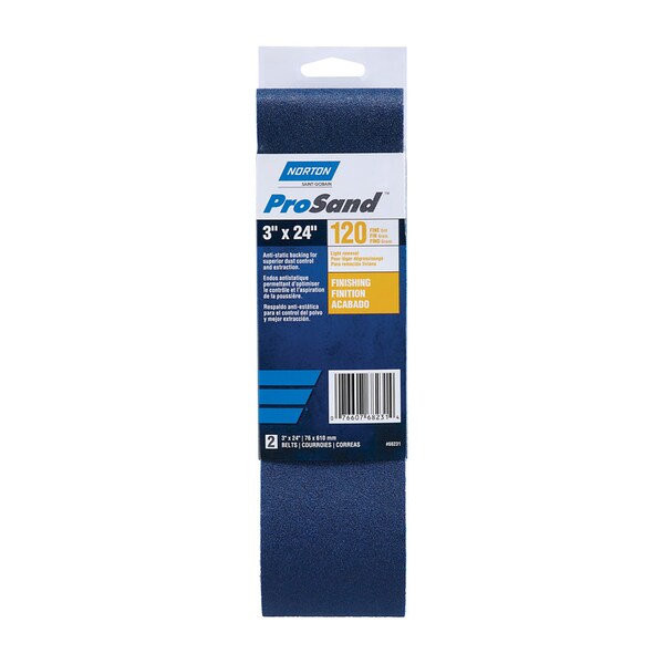 Norton Abrasives 3 in. W, 24 In. L, Coated, Zirconia Alumina, 120 Grit, Medium - 7660768231
