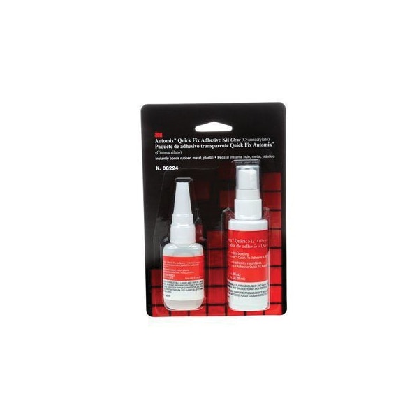 3M 3M Quick Fix Adhesive Kit, 08224, 0.7 oz adhesive/2.0 oz accelerator, 6 pr cs - 7100006284