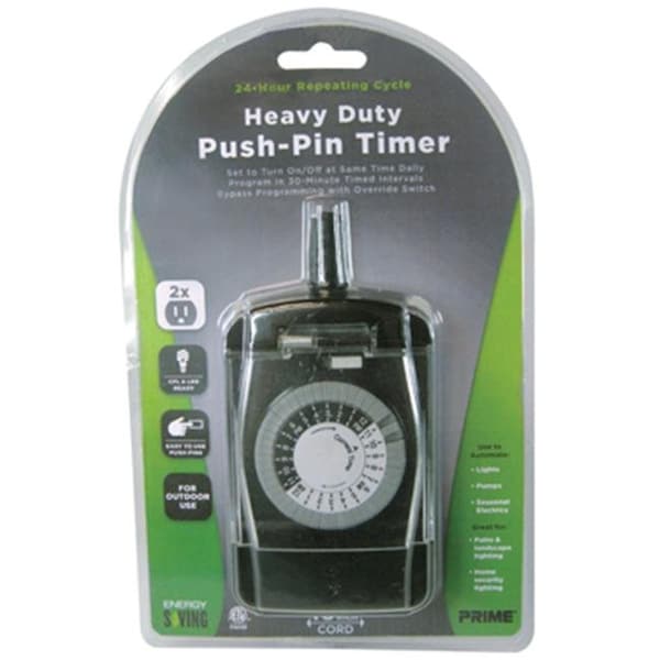 Prime Wire & Cable TNO24111 2-Outlet Pigtail con temporizador electromecánico de 24 horas - Negro - TNO24111