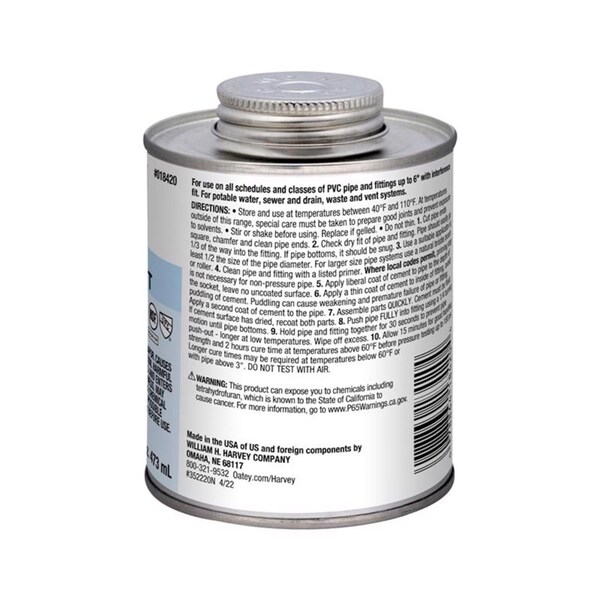 Oatey Oatey Harvey Blue Cement For PVC 32 oz - 018430V-12