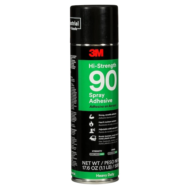 3M Spray Adhesive, Hi-Strength 90 Series, Clear, 17.6 fl oz., Aerosol Can - 90