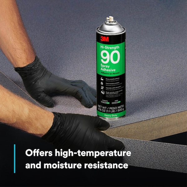 3M Spray Adhesive, Hi-Strength 90 Series, Clear, 17.6 fl oz., Aerosol Can - 90