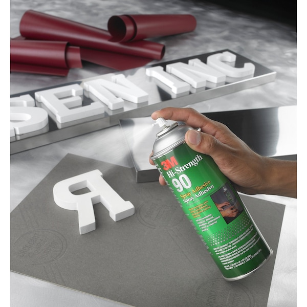 3M Spray Adhesive, Hi-Strength 90 Series, Clear, 17.6 fl oz., Aerosol Can - 90