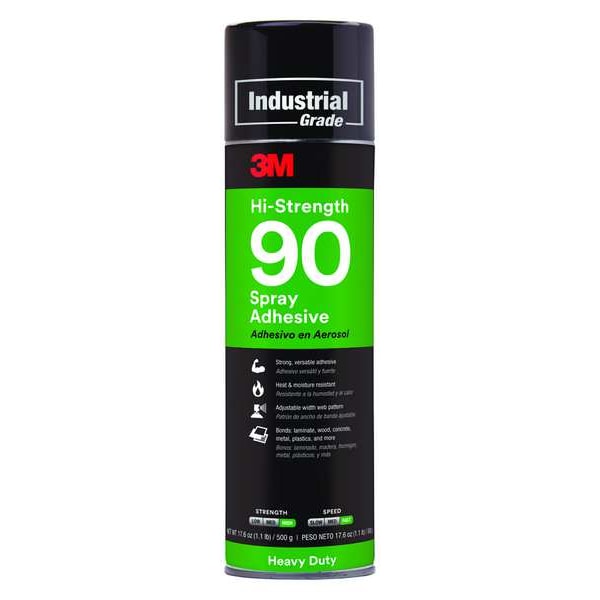 3M Spray Adhesive, Hi-Strength 90 Series, Clear, 17.6 fl oz., Aerosol Can - 90