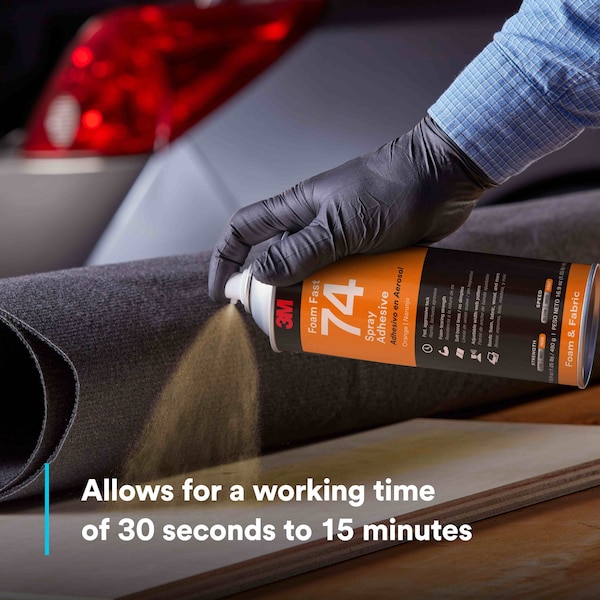 3M Spray Adhesive, Foam Fast 74 Series, Orange, 16.9 oz, Aerosol Can - FOAM FAST 74