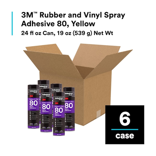 3M Spray Adhesive, 80 Series, Transparent Yellow, 19 oz, Aerosol Can - 80