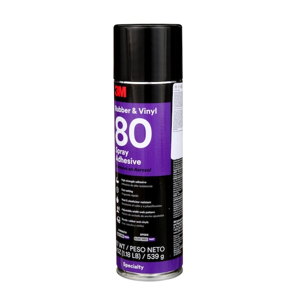 3M Spray Adhesive, 80 Series, Transparent Yellow, 19 oz, Aerosol Can - 80