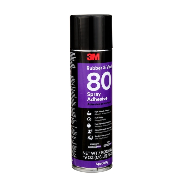 3M Spray Adhesive, 80 Series, Transparent Yellow, 19 oz, Aerosol Can - 80