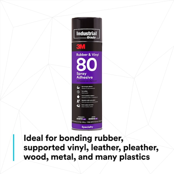 3M Spray Adhesive, 80 Series, Transparent Yellow, 19 oz, Aerosol Can - 80