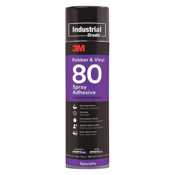 3M Spray Adhesive, 80 Series, Transparent Yellow, 19 oz, Aerosol Can - 80