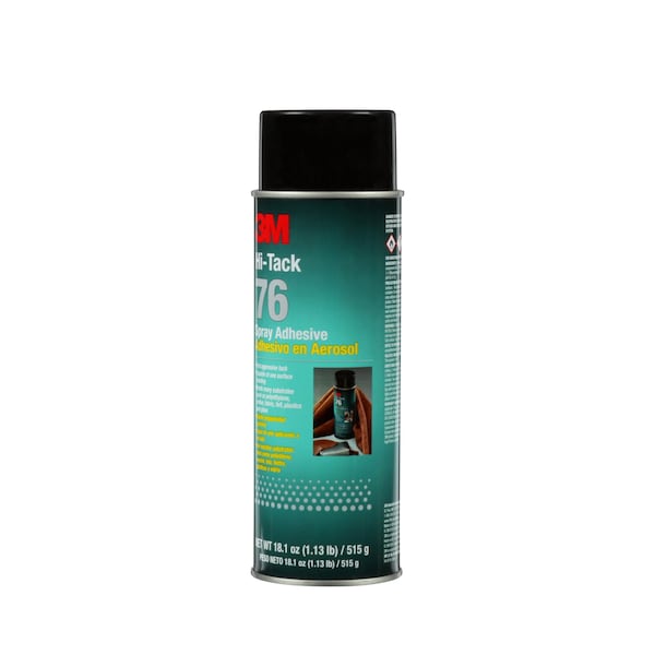 3M Spray Adhesive, Hi-Tack 76 Series, Clear, 18.1 oz, Aerosol Can - 76