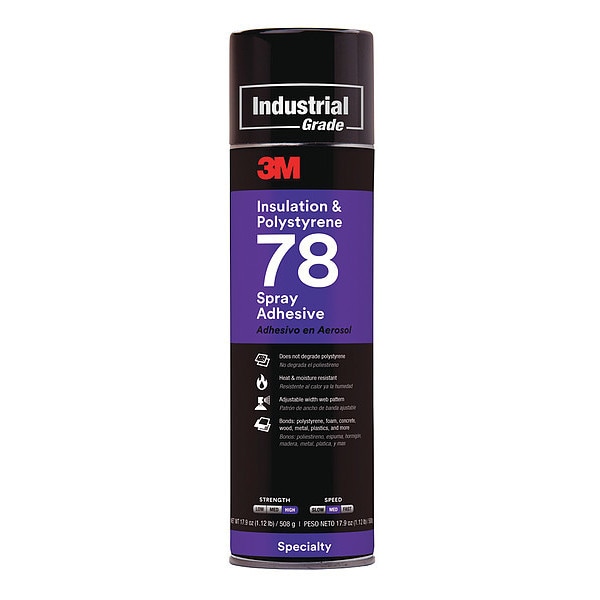 3M Spray Adhesive, 78 Series, Clear, 17.9 oz, Aerosol Can - 78