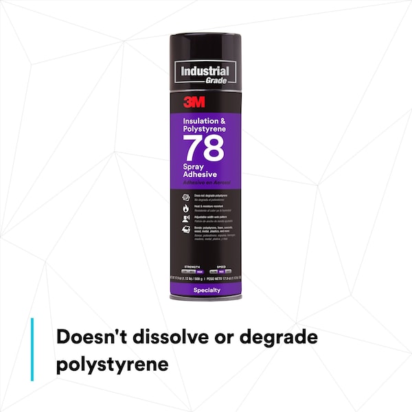 3M Spray Adhesive, 78 Series, Clear, 17.9 oz, Aerosol Can - 78