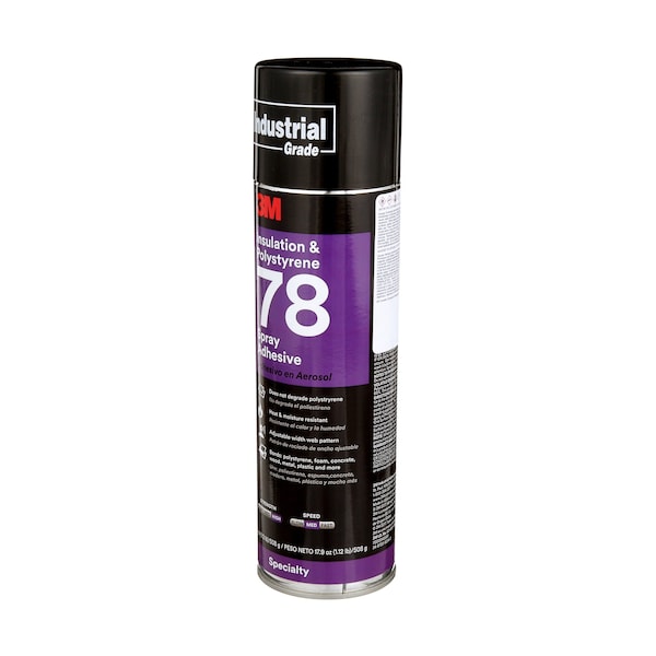 3M Spray Adhesive, 78 Series, Clear, 17.9 oz, Aerosol Can - 78