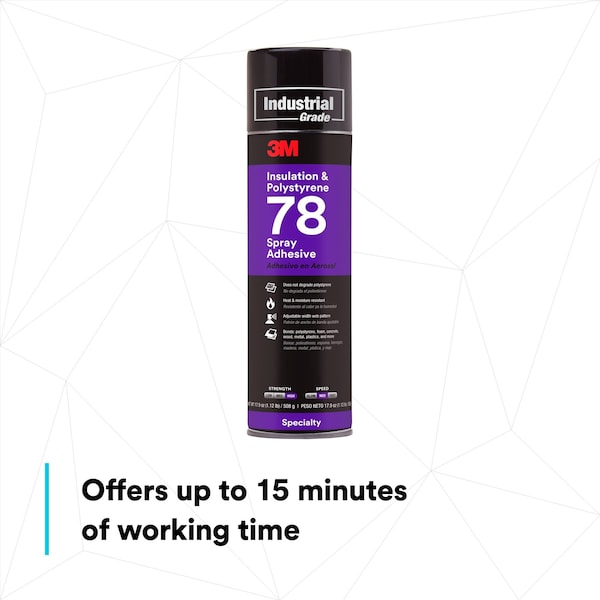 3M Spray Adhesive, 78 Series, Clear, 17.9 oz, Aerosol Can - 78