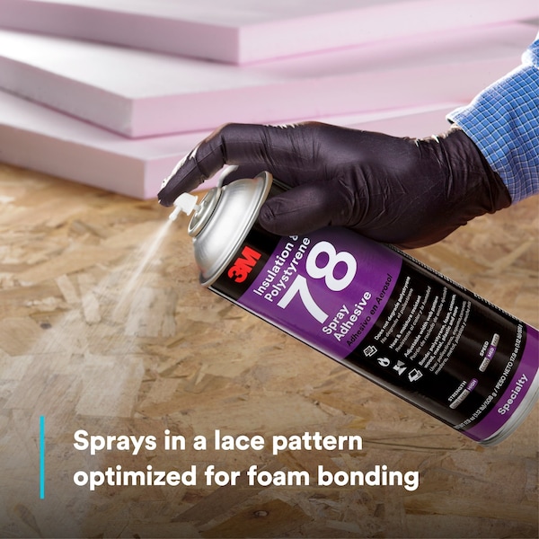 3M Spray Adhesive, 78 Series, Clear, 17.9 oz, Aerosol Can - 78