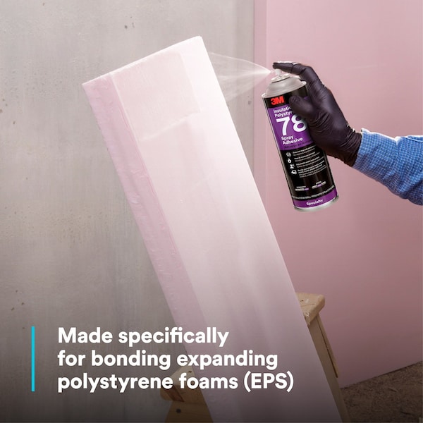 3M Spray Adhesive, 78 Series, Clear, 17.9 oz, Aerosol Can - 78