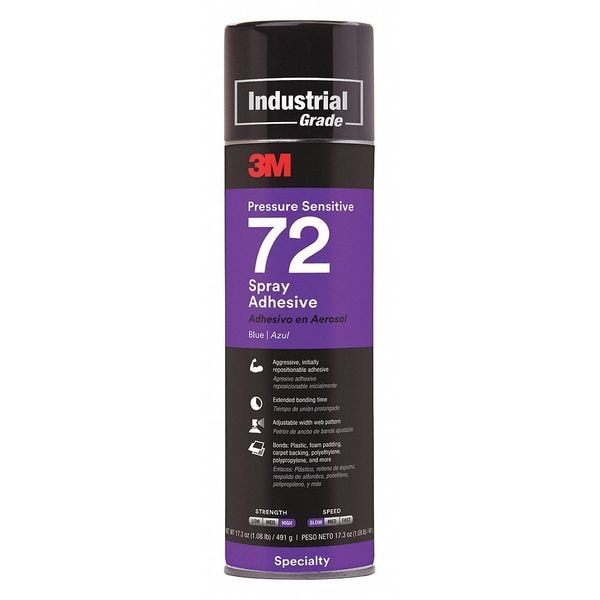 3M Spray Adhesive, Pressure Sensitive 72 Series, Blue, 17.3 oz, Aerosol Can - 72 BLUE