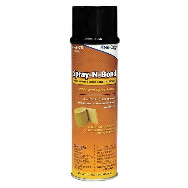 Nu-Calgon Spray Adhesive, Spray-N-Bond Series, Clear, 12 oz, Aerosol Can - 4369-75