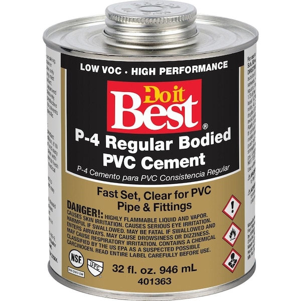 All-Source 32 Oz. Regular Bodied Clear PVC Cement - 018139-12