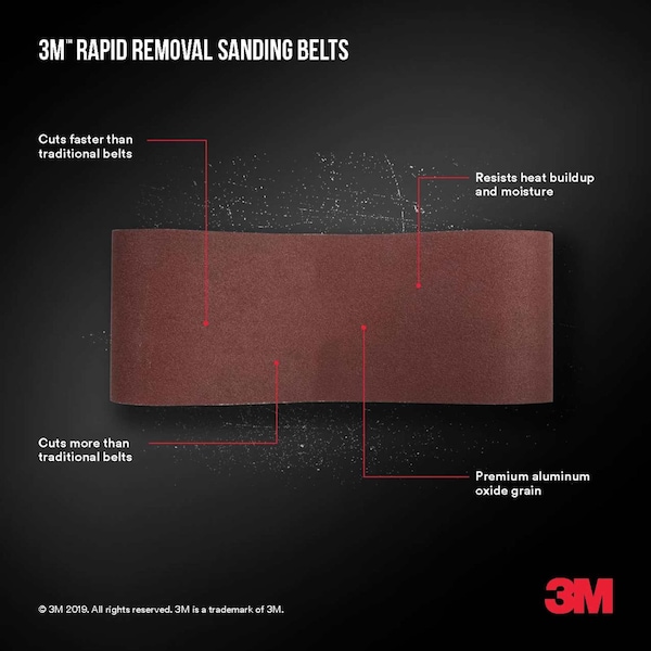 3M Rapid Removal 3 x 21 inch Power Sanding Belt, 120 grit, 1 pk, 10PK - BELT3X211PK120