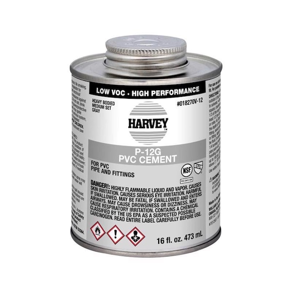 Oatey Oatey Harvey Gray Cement For PVC 16 oz - 018270V-12