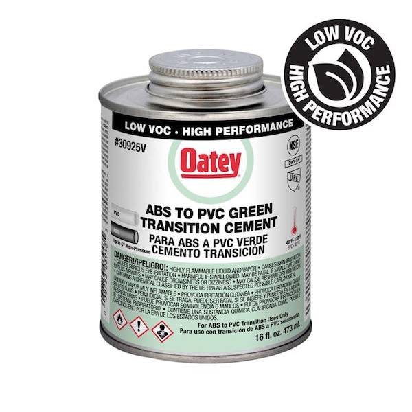 Oatey Oatey Green Transition Cement For ABS/PVC 16 oz - 30925V