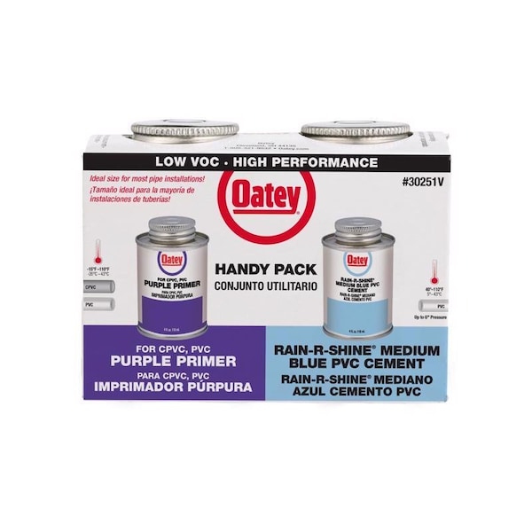 Oatey Oatey Rain-R-Shine Blue/Purple Primer and Cement For PVC 4 oz - 30251V