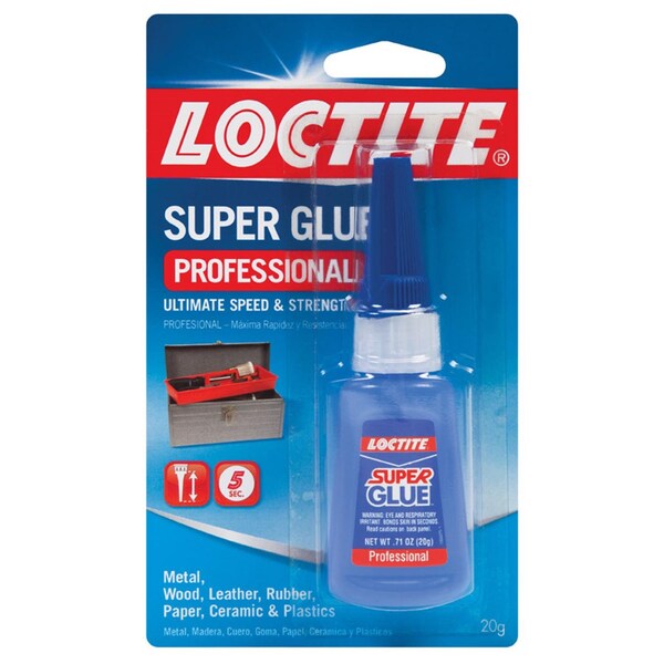 Loctite Super Glue, Professional Series, Clear, .71 fl oz., Bottle - 1365882